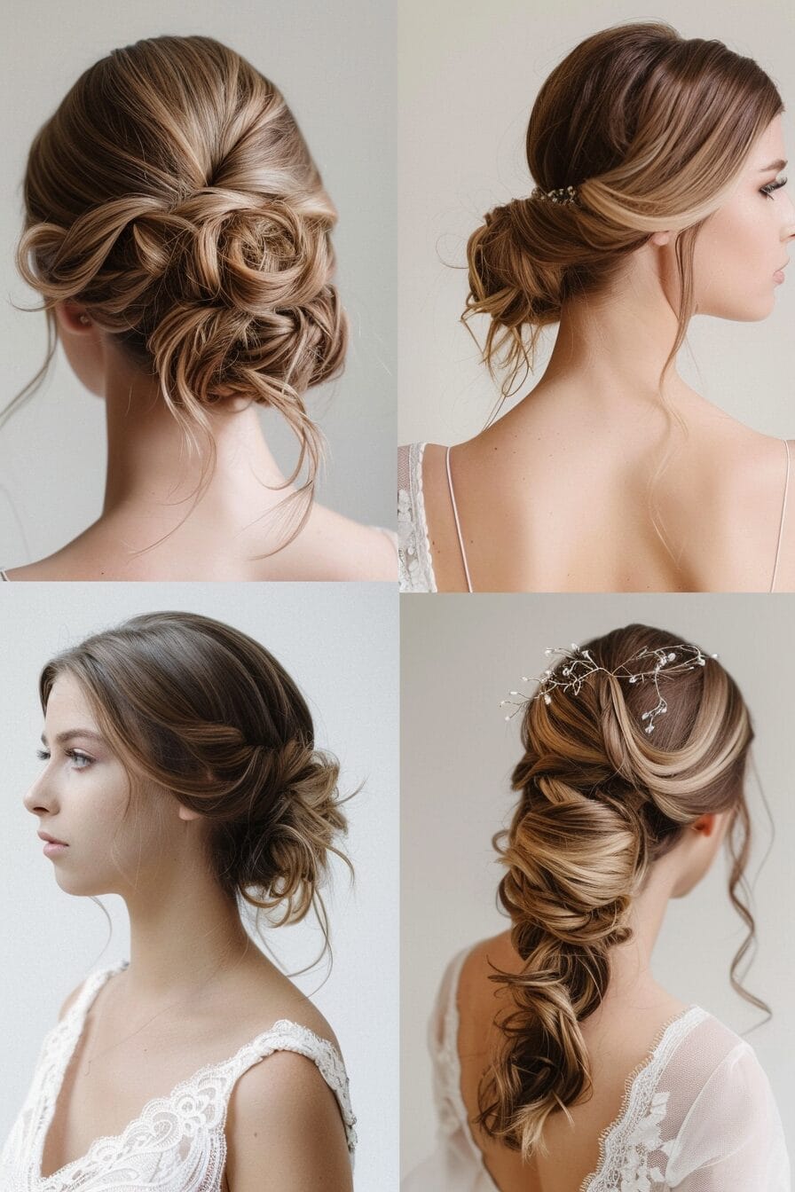 Versatile bridal hairstyle for oval face, soft waves and elegant structure