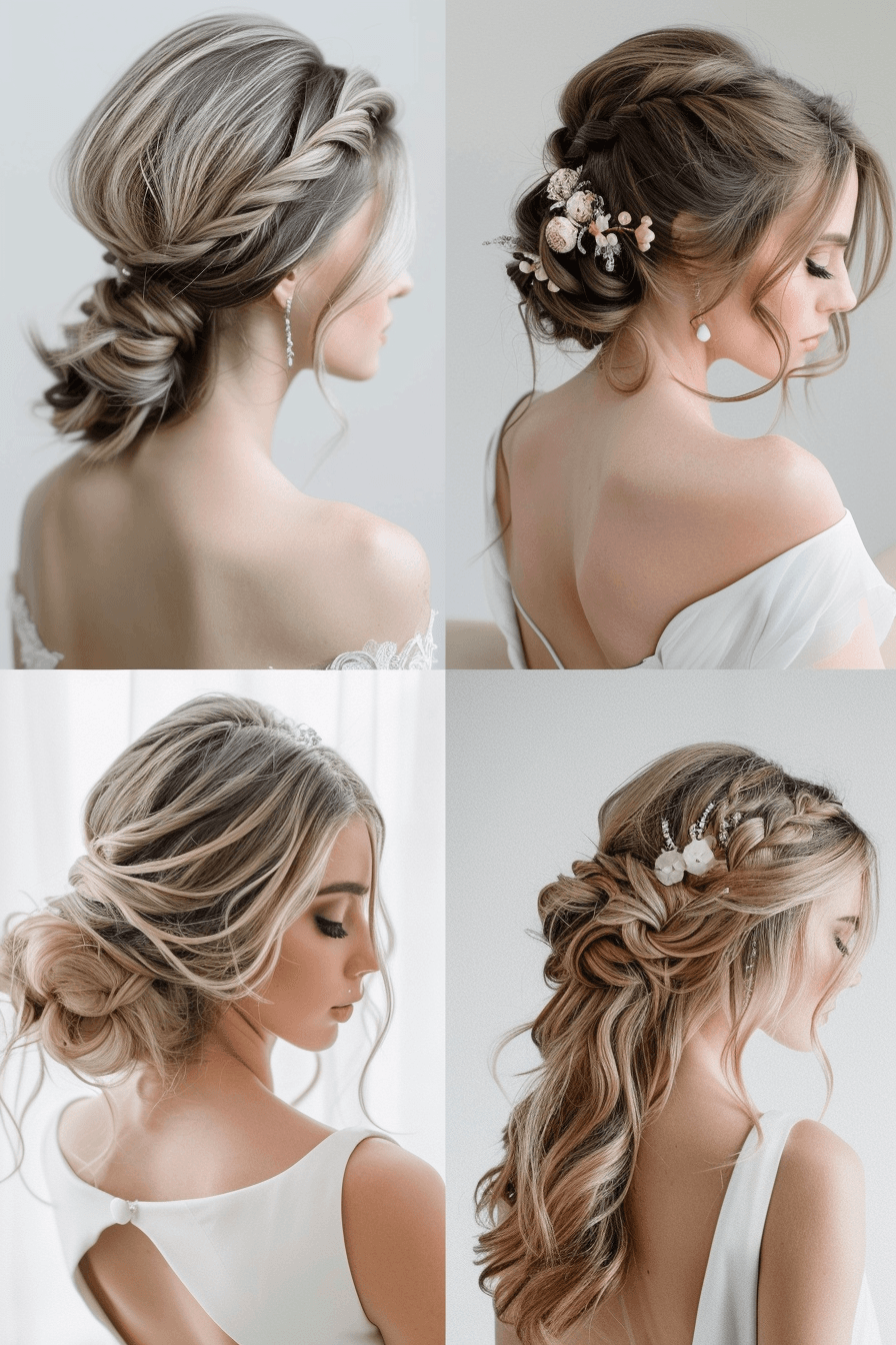Curly bridal hairstyle with accessories, defined curls and elegant finish