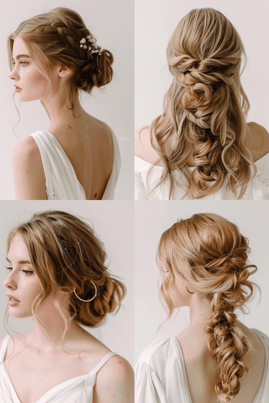 Wedding guest hairstyle variations with soft updo and relaxed waves