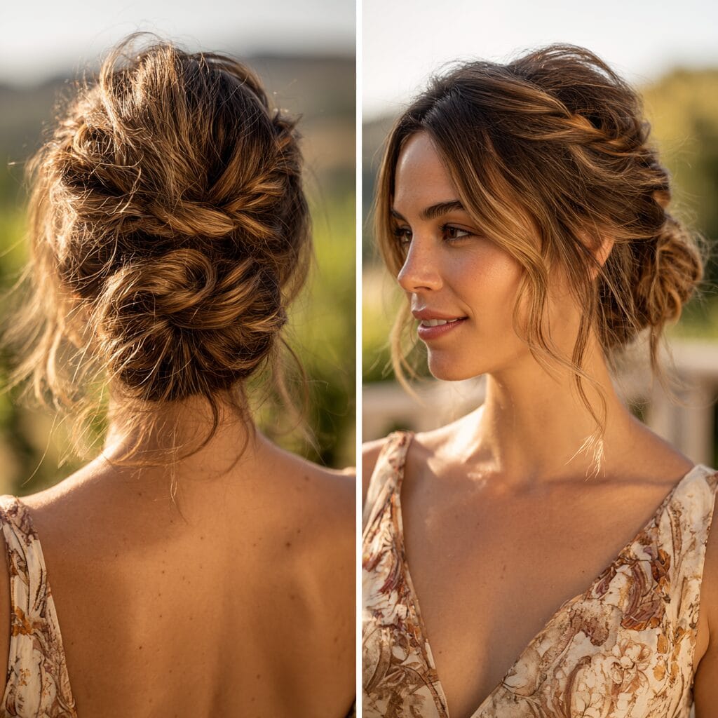 Minimalist low knot bridal hairstyle for modern weddings