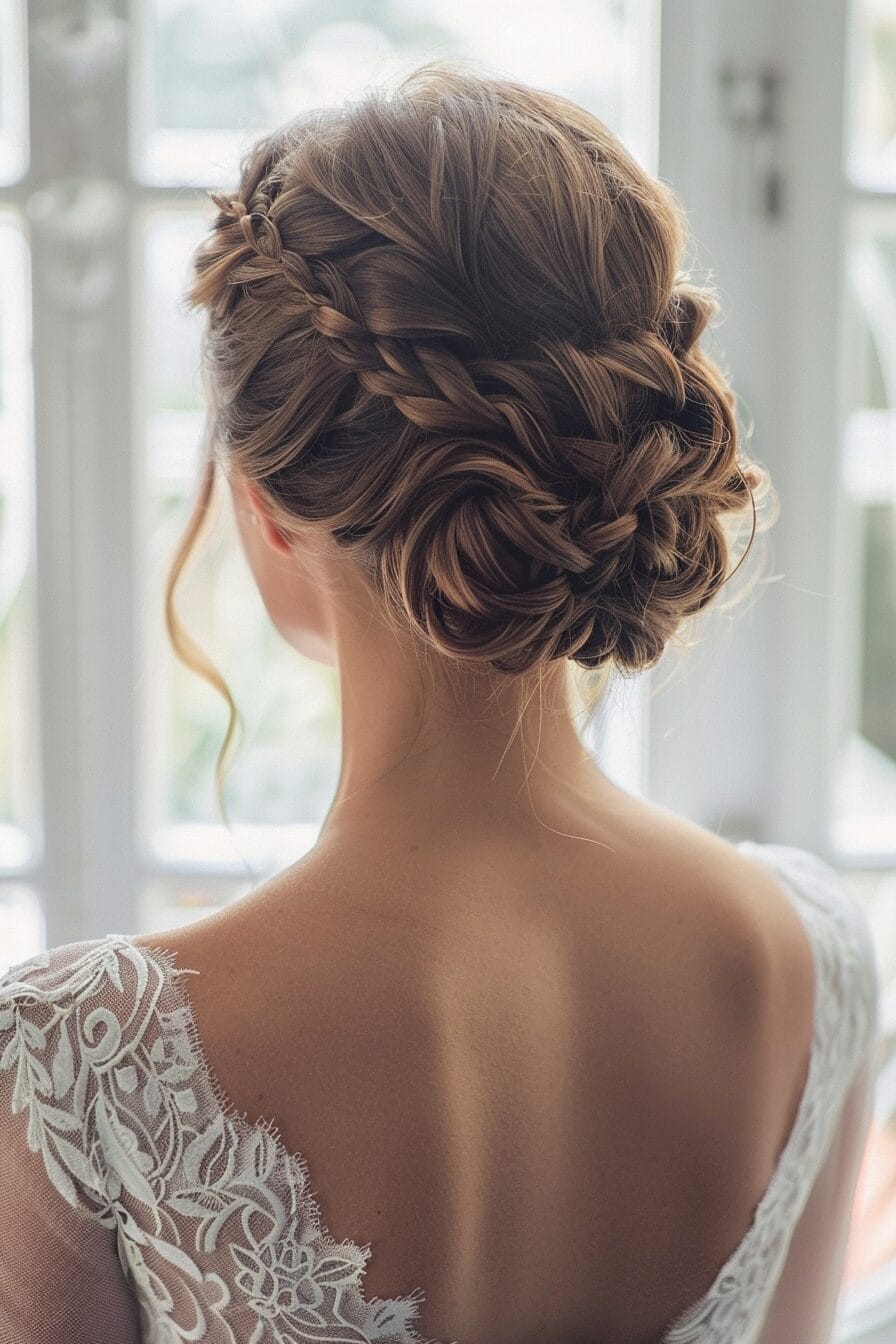 Braided updo wedding hairstyle with extra grip