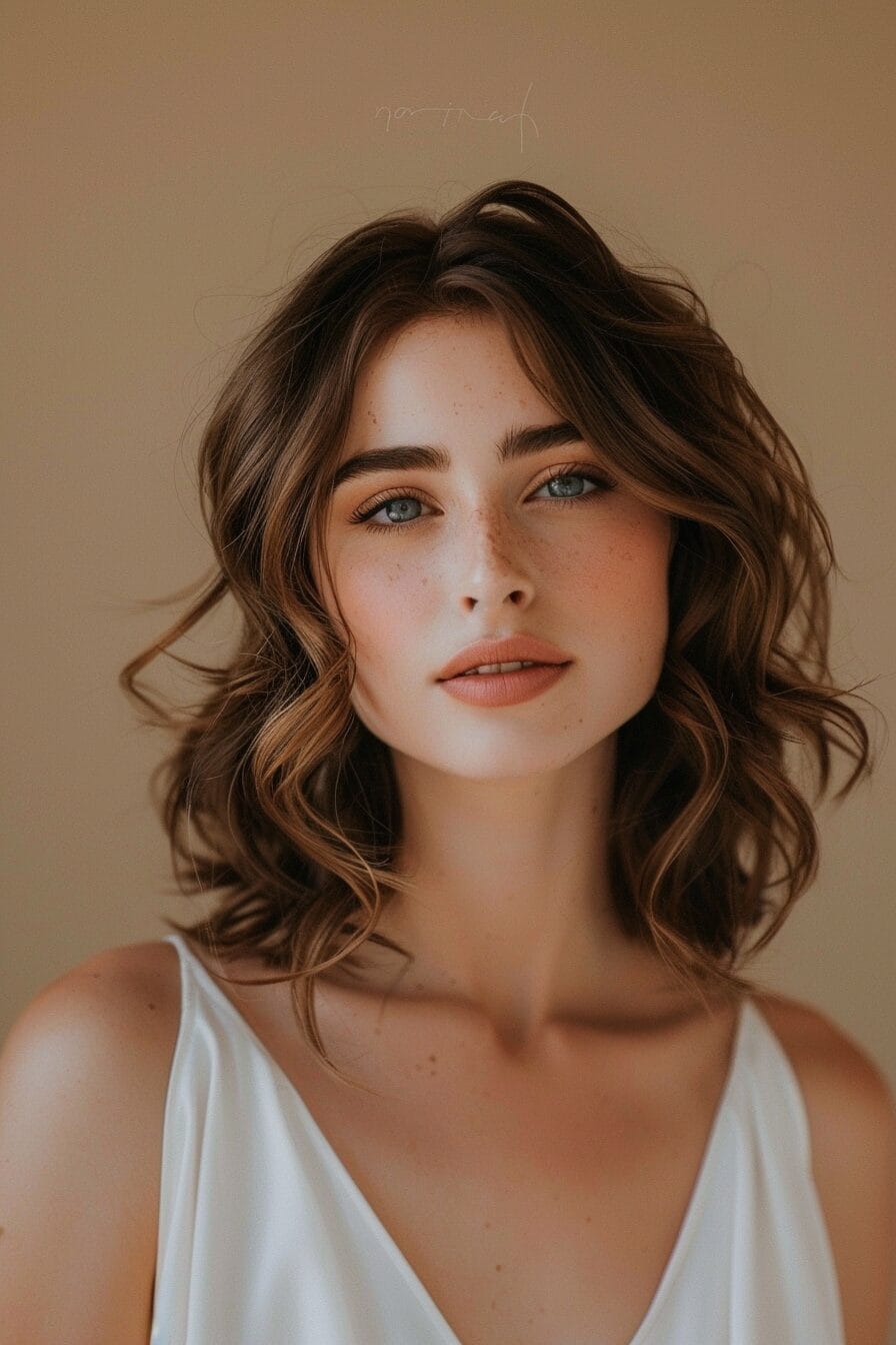 Mittelscheitel Brautfrisur für ovale Gesichtsform, symmetrisch und modern