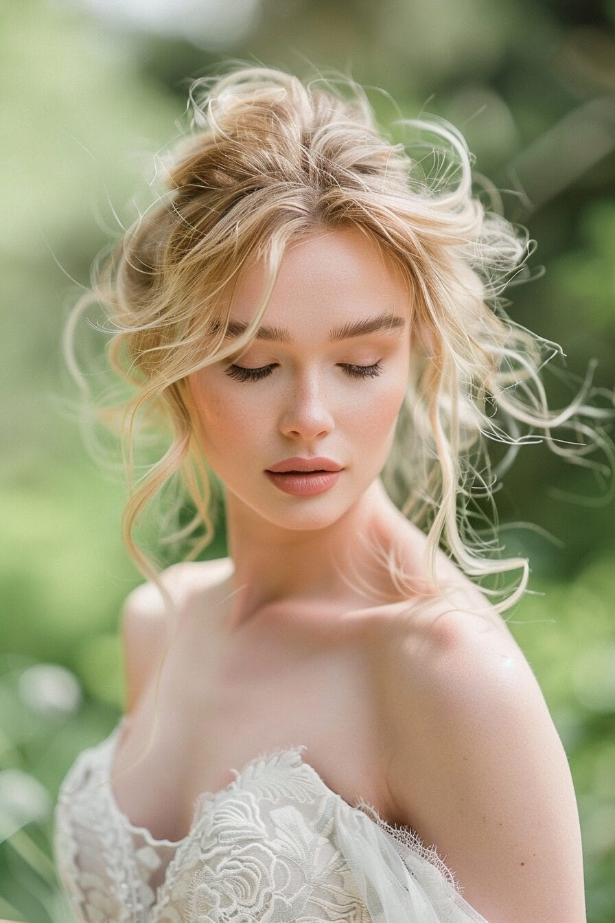 Sanfte Wellen Brautfrisur für ovale Gesichtsform, natürlich und romantisch