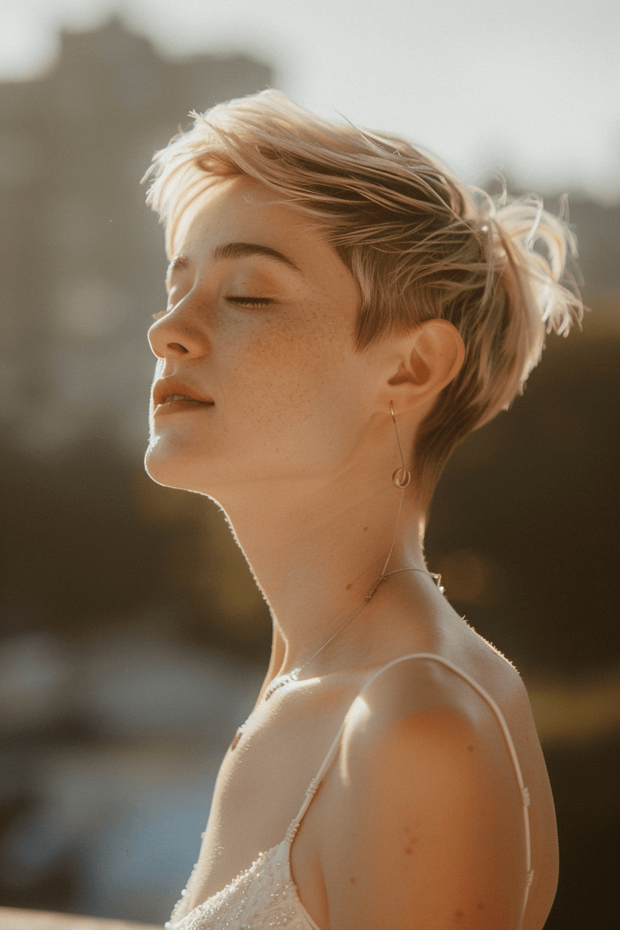 Short bob bridal hairstyle with soft waves, natural and feminine look