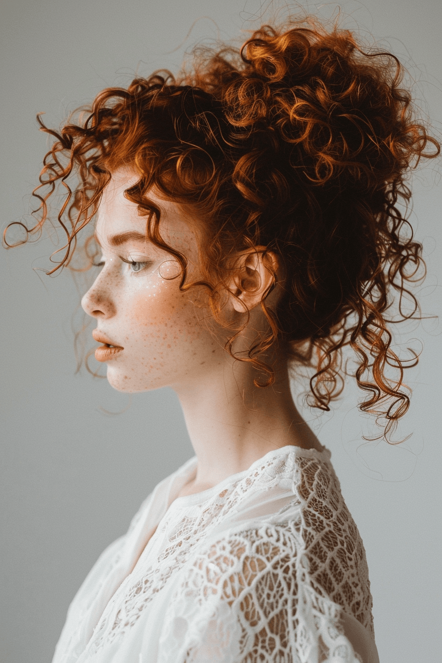 Natural coily bridal hairstyle with soft undefined curls, romantic look