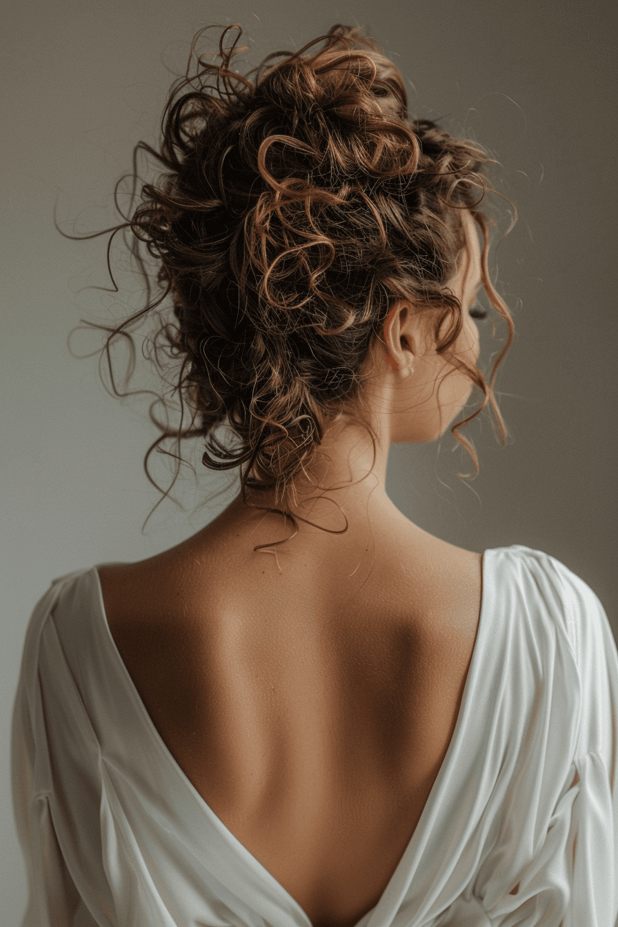 Coily hair bridal bun hairstyle with natural texture and volume