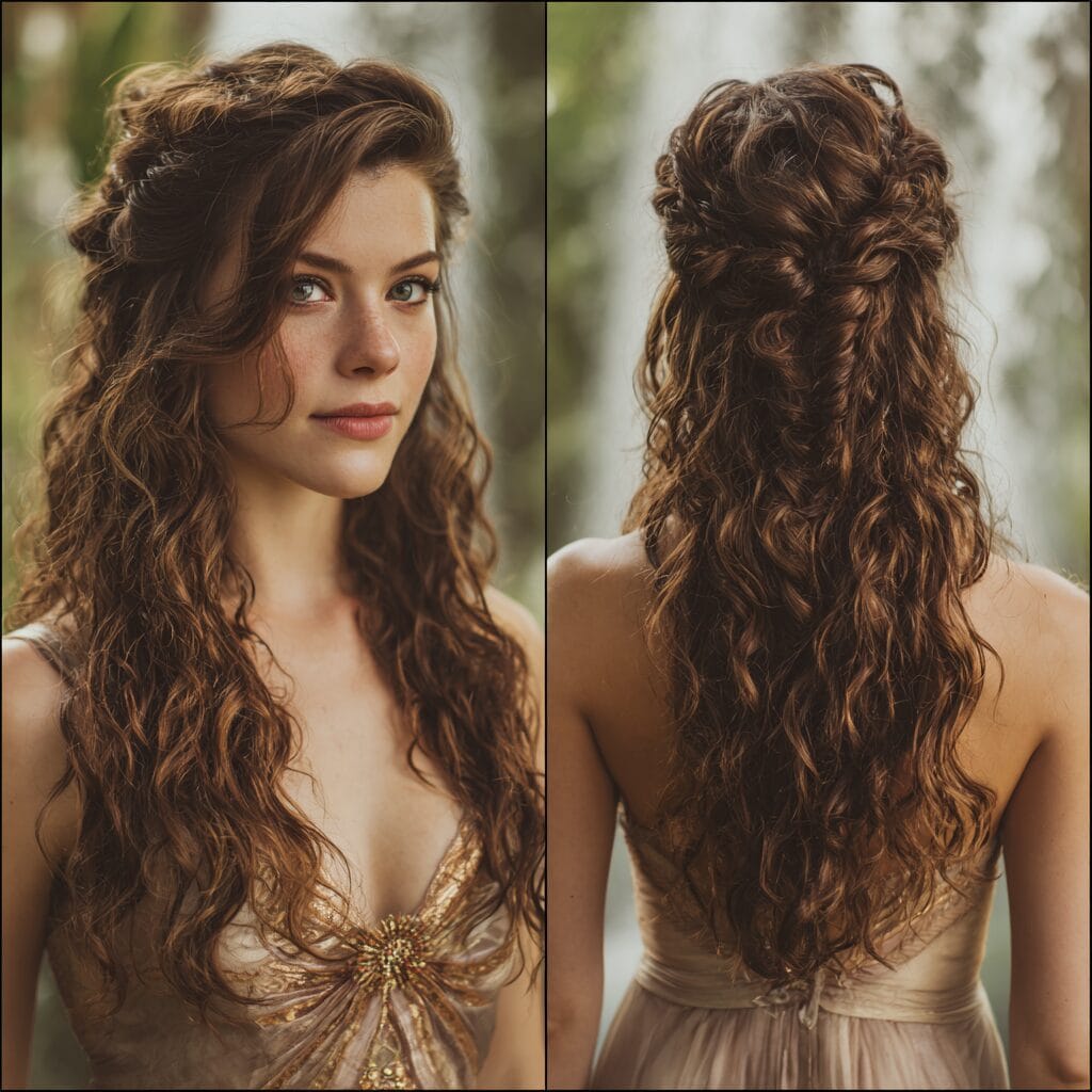 Natural crown bridal hairstyle highlighting texture