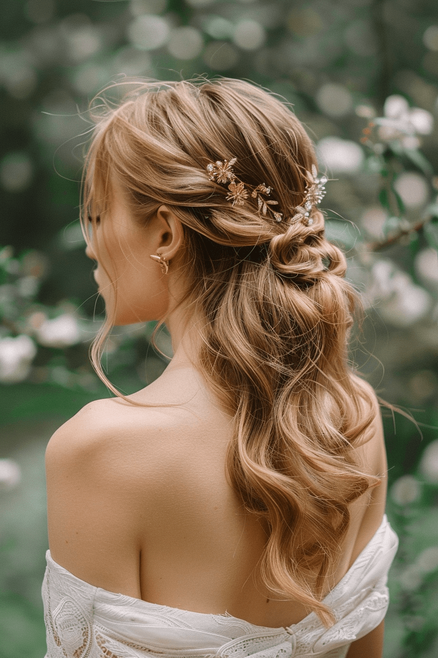 Effortless wedding guest hairstyle with natural waves, relaxed and chic