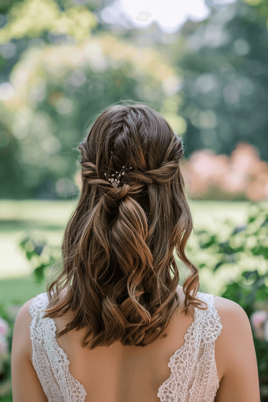 Effortless wedding guest hairstyle with natural waves, modern and chic