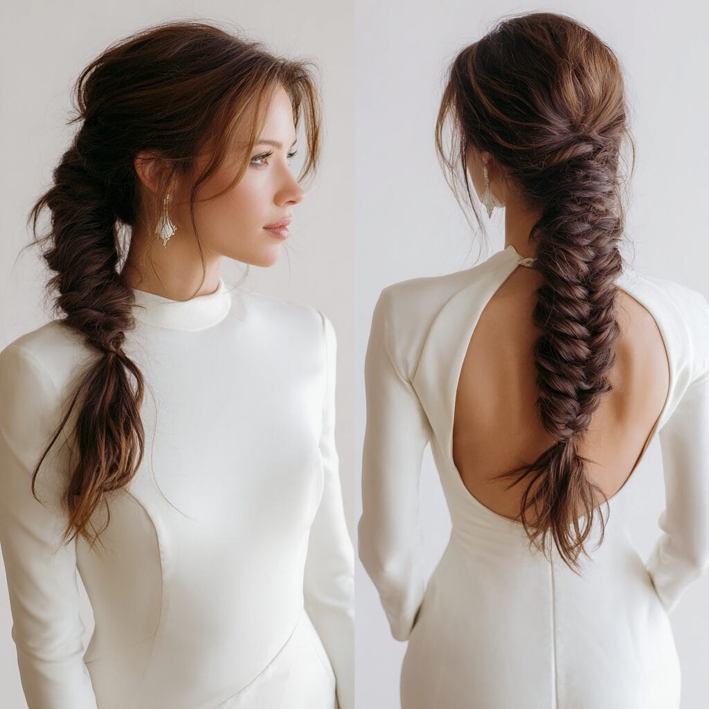 Braided bridal hairstyle for humid weather, controlled and long-lasting