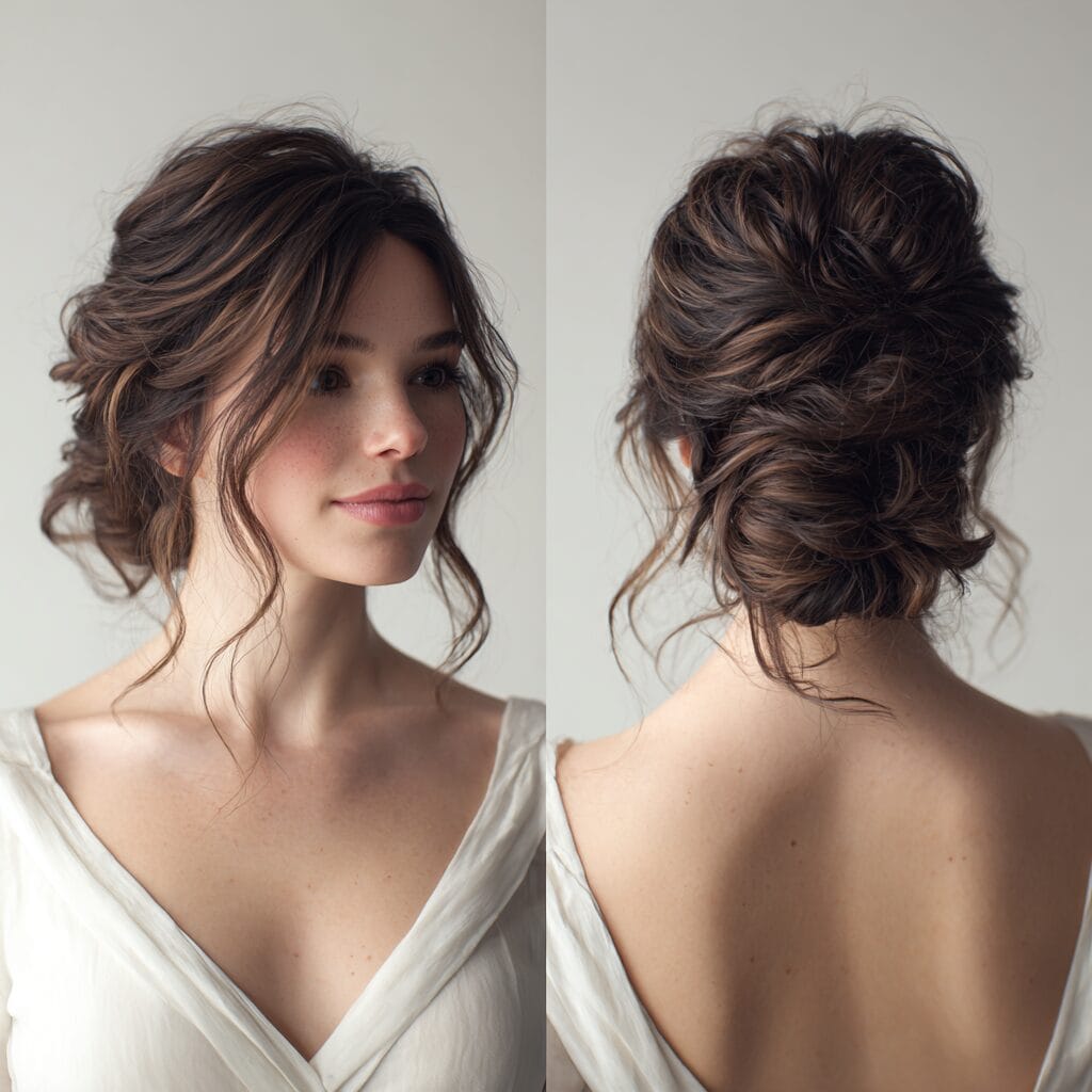 Defined natural curls bridal hairstyle for humid weather