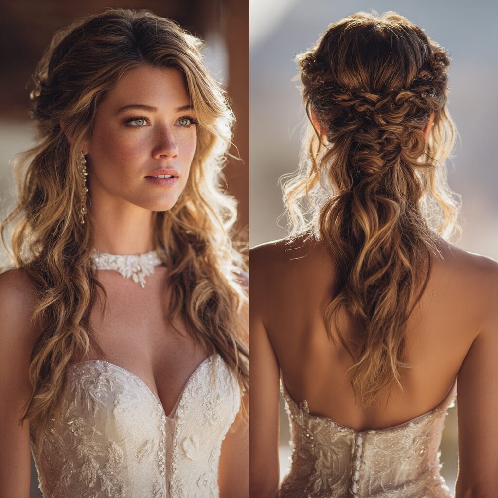 Soft structured waves wedding hairstyle with defined shape