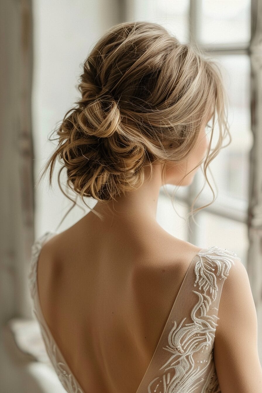 Strukturierter tiefer Dutt für ovale Gesichtsform, weich und elegant