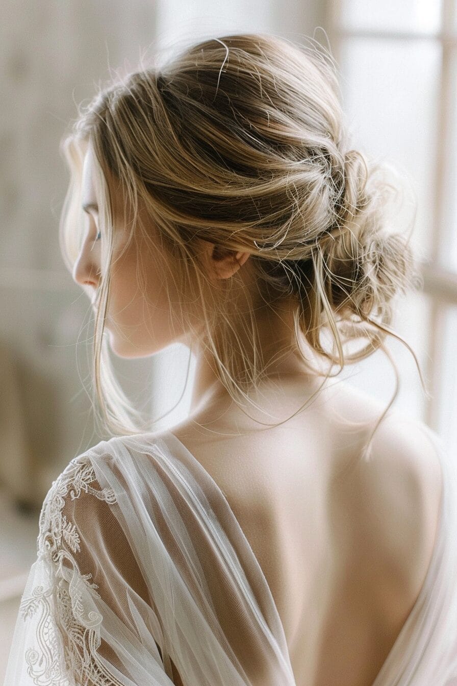 Crown braid bridal hairstyle, secure and weather-resistant for outdoor weddings