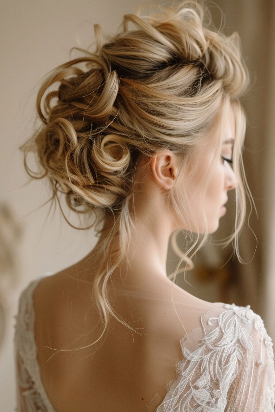 Strukturierte Hochsteckfrisur für Dreiecksform, Volumen oben für Balance