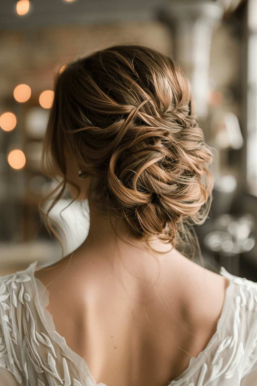 Soft layered waves for thick hair bridal hairstyle, controlled volume and movement