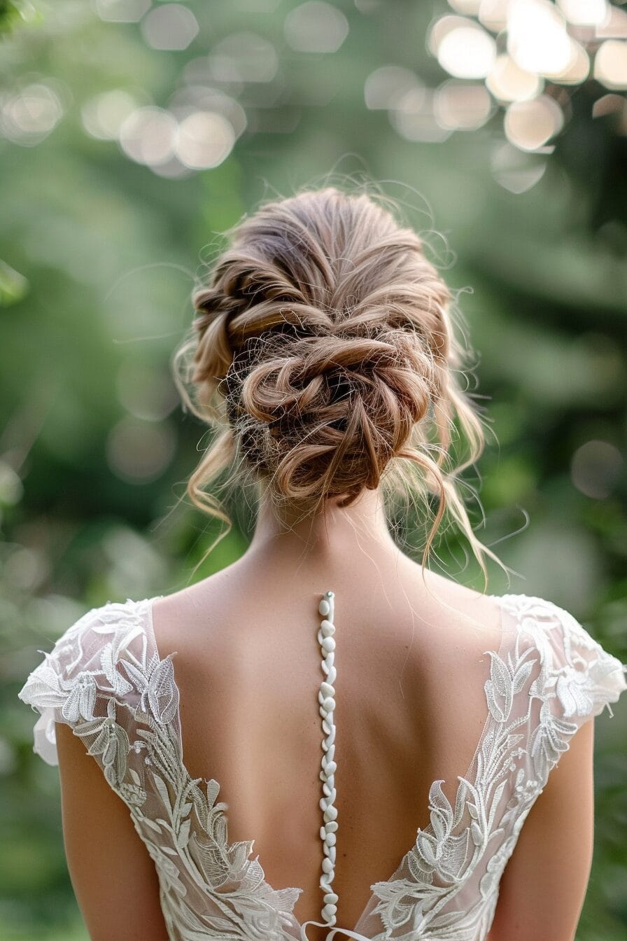 Twisted updo bridal hairstyle with strong structure