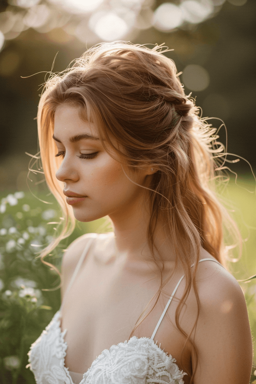 Straight bridal hairstyle with sleek finish and natural shine, clean and modern look