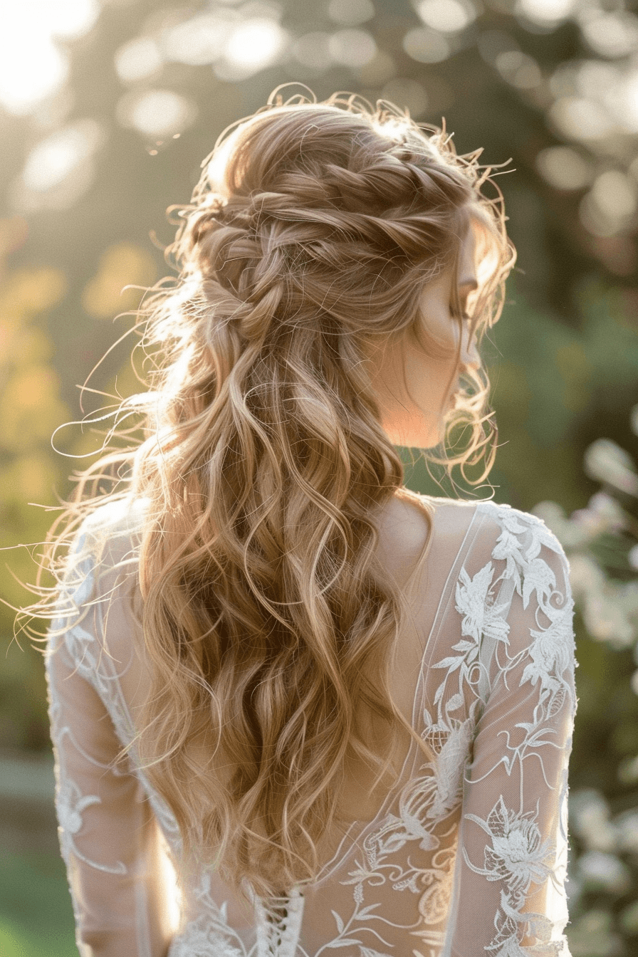 Soft bridal hairstyle for fine hair, airy and natural look