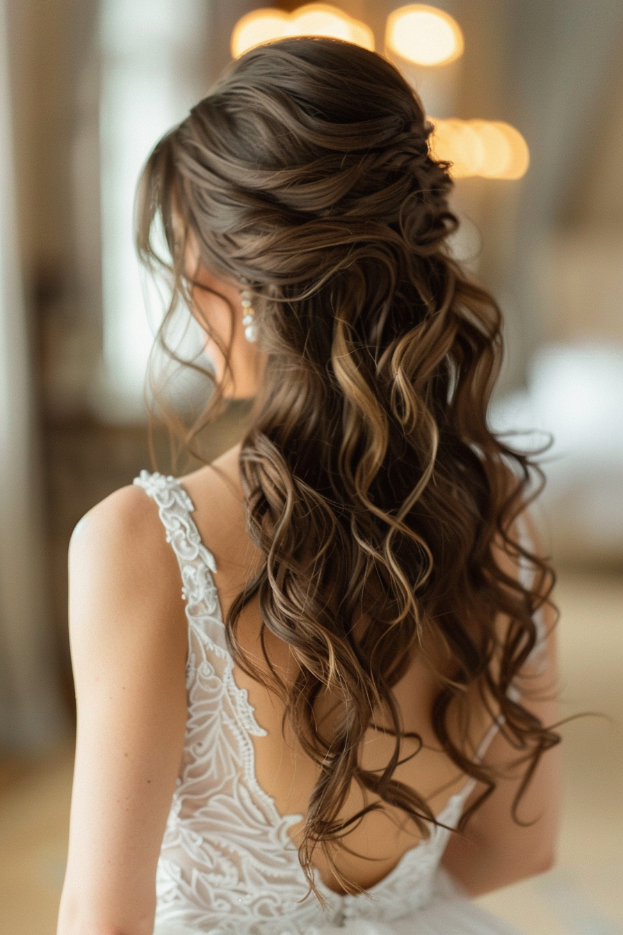 full body waves hairstyle for wedding with smooth and lifted texture